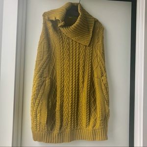 Anthropologie Chartreuse Green Knit Cape